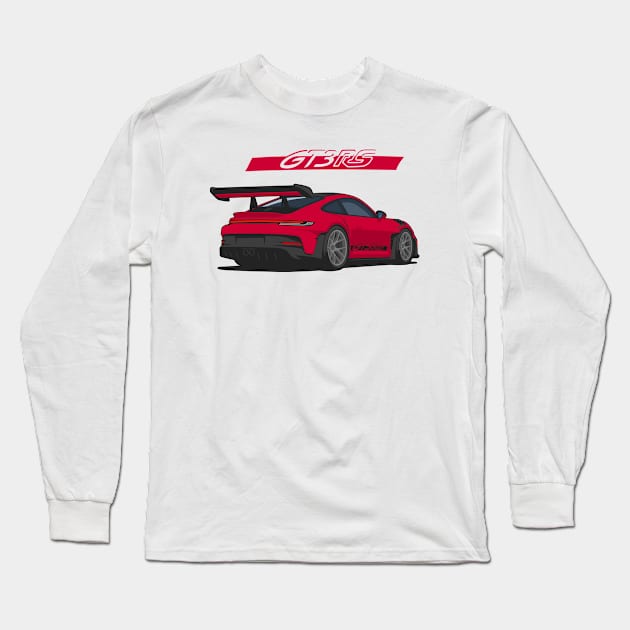 Rear car 911 gt3 rs red Long Sleeve T-Shirt by creative.z